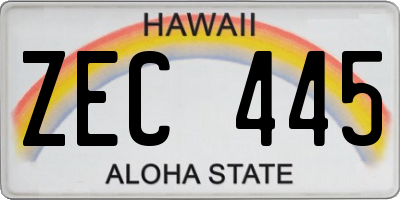 HI license plate ZEC445