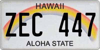 HI license plate ZEC447