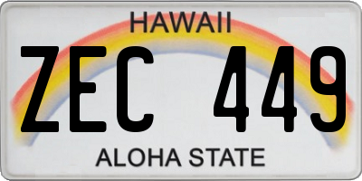 HI license plate ZEC449