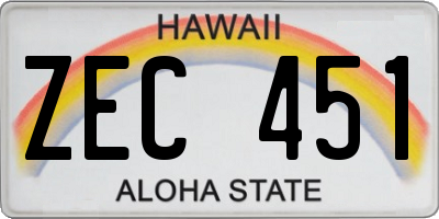 HI license plate ZEC451