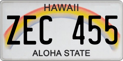 HI license plate ZEC455