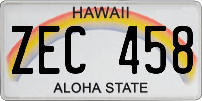 HI license plate ZEC458