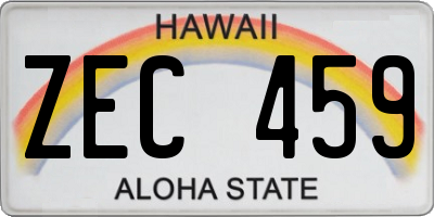 HI license plate ZEC459