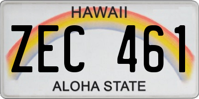 HI license plate ZEC461