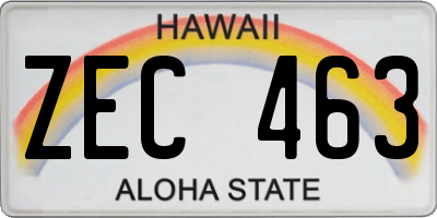 HI license plate ZEC463