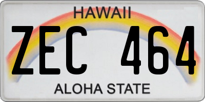 HI license plate ZEC464