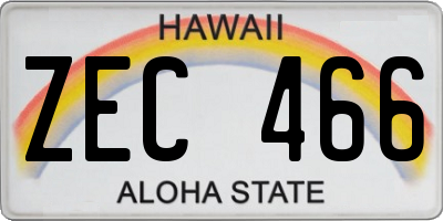 HI license plate ZEC466