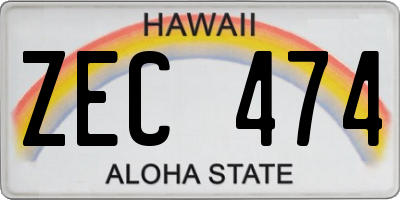 HI license plate ZEC474