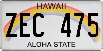 HI license plate ZEC475