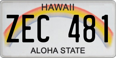 HI license plate ZEC481