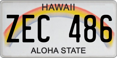 HI license plate ZEC486