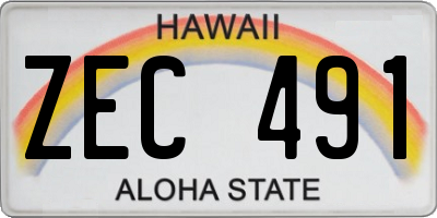 HI license plate ZEC491