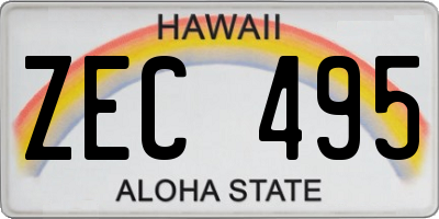 HI license plate ZEC495