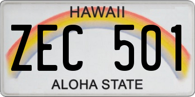 HI license plate ZEC501