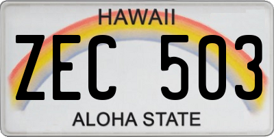 HI license plate ZEC503
