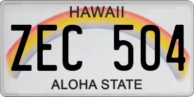 HI license plate ZEC504
