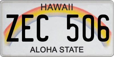 HI license plate ZEC506