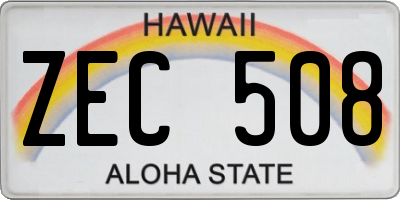 HI license plate ZEC508