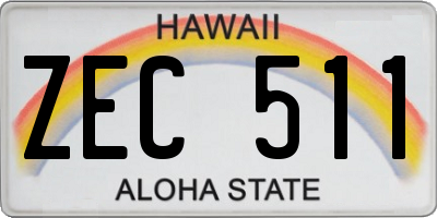 HI license plate ZEC511
