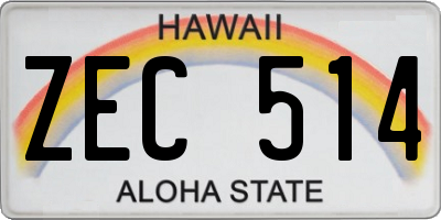 HI license plate ZEC514