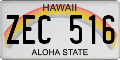 HI license plate ZEC516