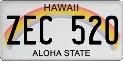 HI license plate ZEC520