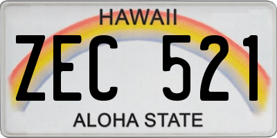 HI license plate ZEC521