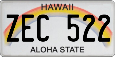 HI license plate ZEC522