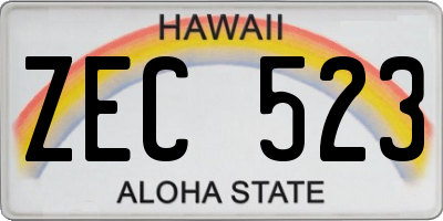 HI license plate ZEC523