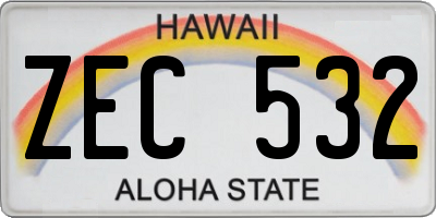 HI license plate ZEC532