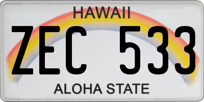 HI license plate ZEC533