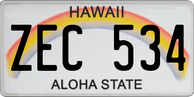 HI license plate ZEC534