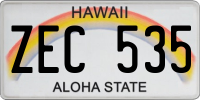 HI license plate ZEC535