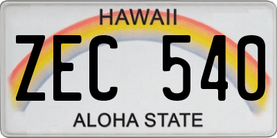 HI license plate ZEC540