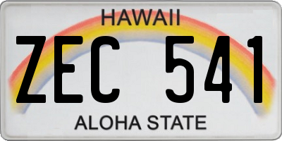 HI license plate ZEC541