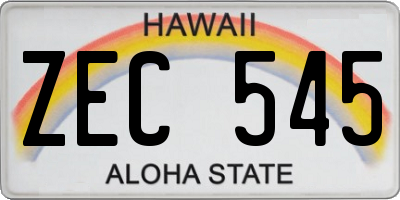 HI license plate ZEC545