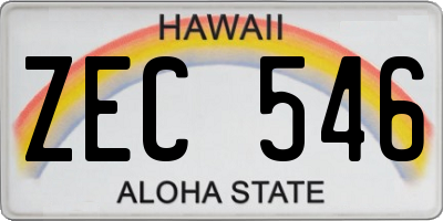 HI license plate ZEC546