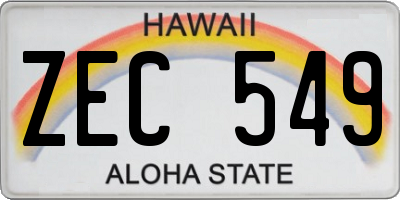 HI license plate ZEC549