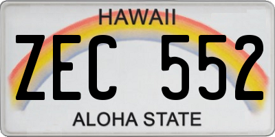 HI license plate ZEC552