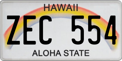 HI license plate ZEC554
