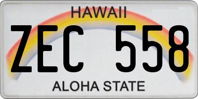 HI license plate ZEC558