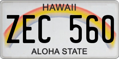 HI license plate ZEC560