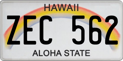 HI license plate ZEC562