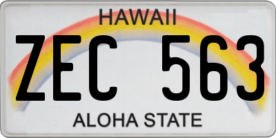 HI license plate ZEC563