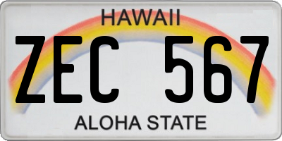HI license plate ZEC567