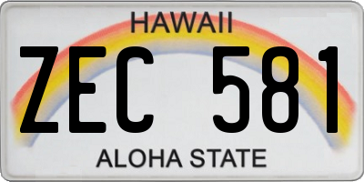 HI license plate ZEC581