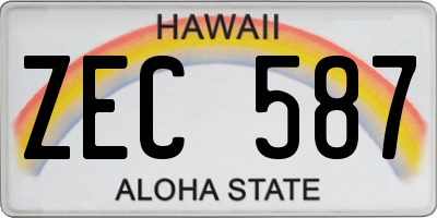 HI license plate ZEC587
