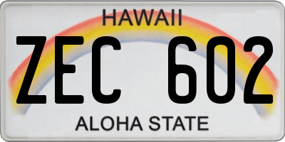 HI license plate ZEC602