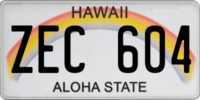 HI license plate ZEC604
