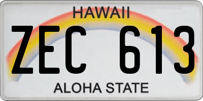 HI license plate ZEC613